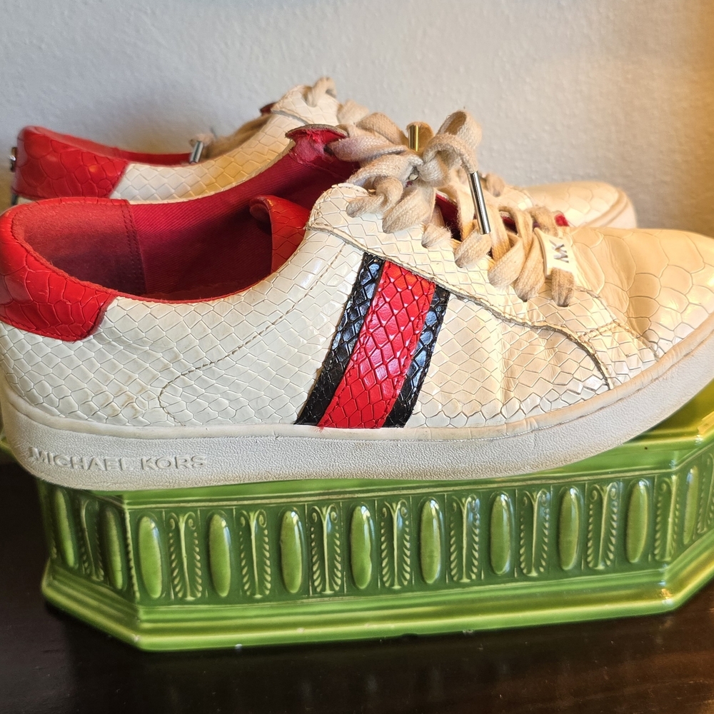 Michael Kors Beige and Red Sneakers